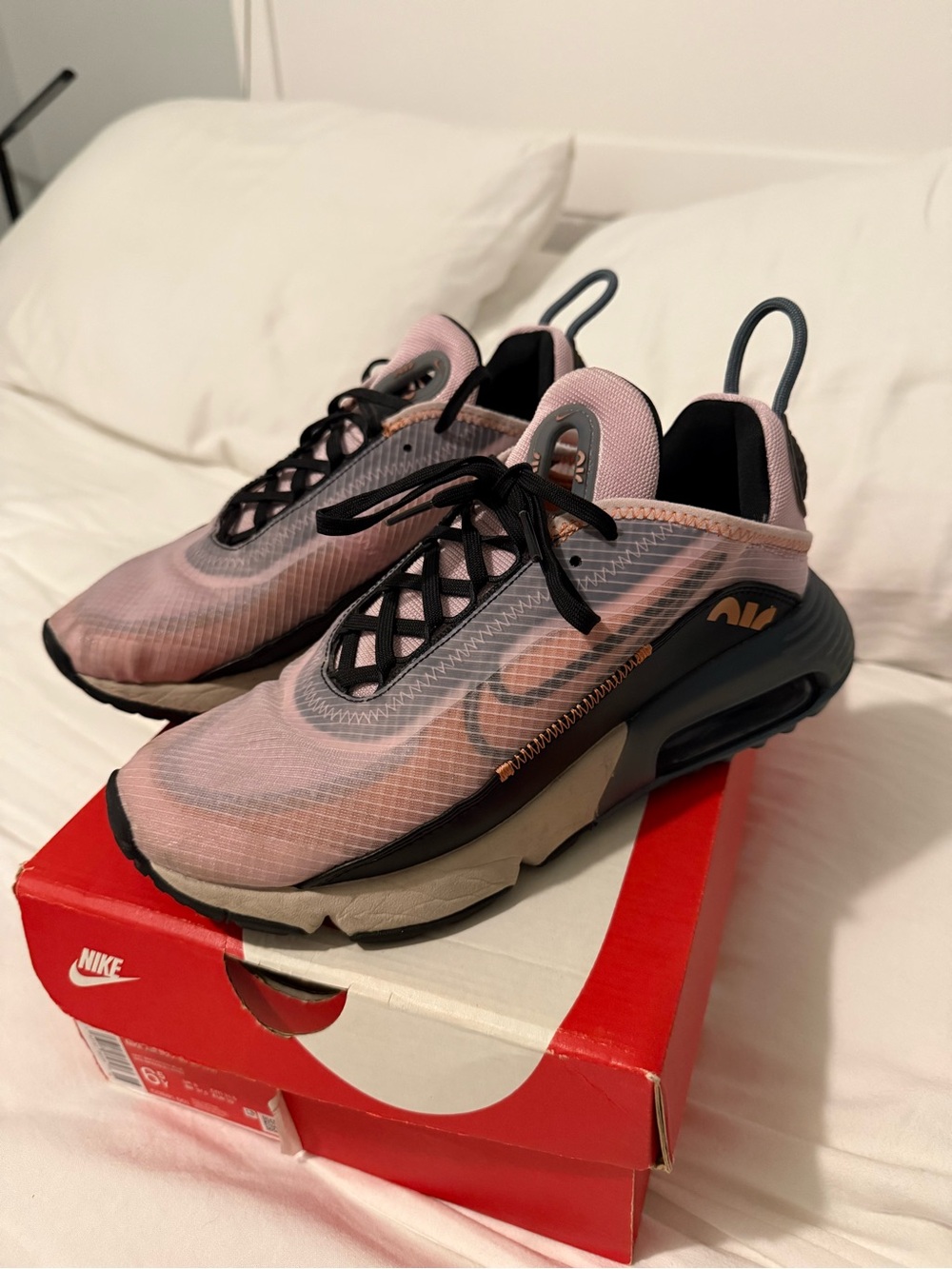 Nike Women's Pink and Black Air Max-Style Sneakers